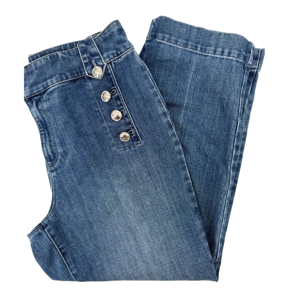 Talbots Sailor Jean Womens 10 Blue Denim High Rise Cropped Straight Leg Buttons